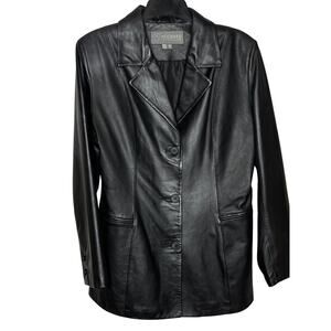 Accents Collection VINTAGE Men Black Genuine Leather Peacoat Medium